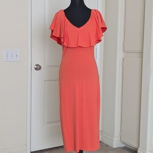Feminine Coral Ruffle Dress